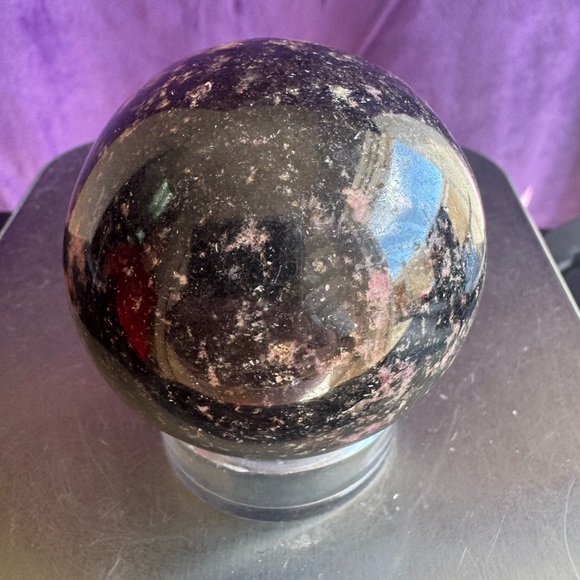Polished Rhodonite Sphere (Brazil) - Picture 2 of 4